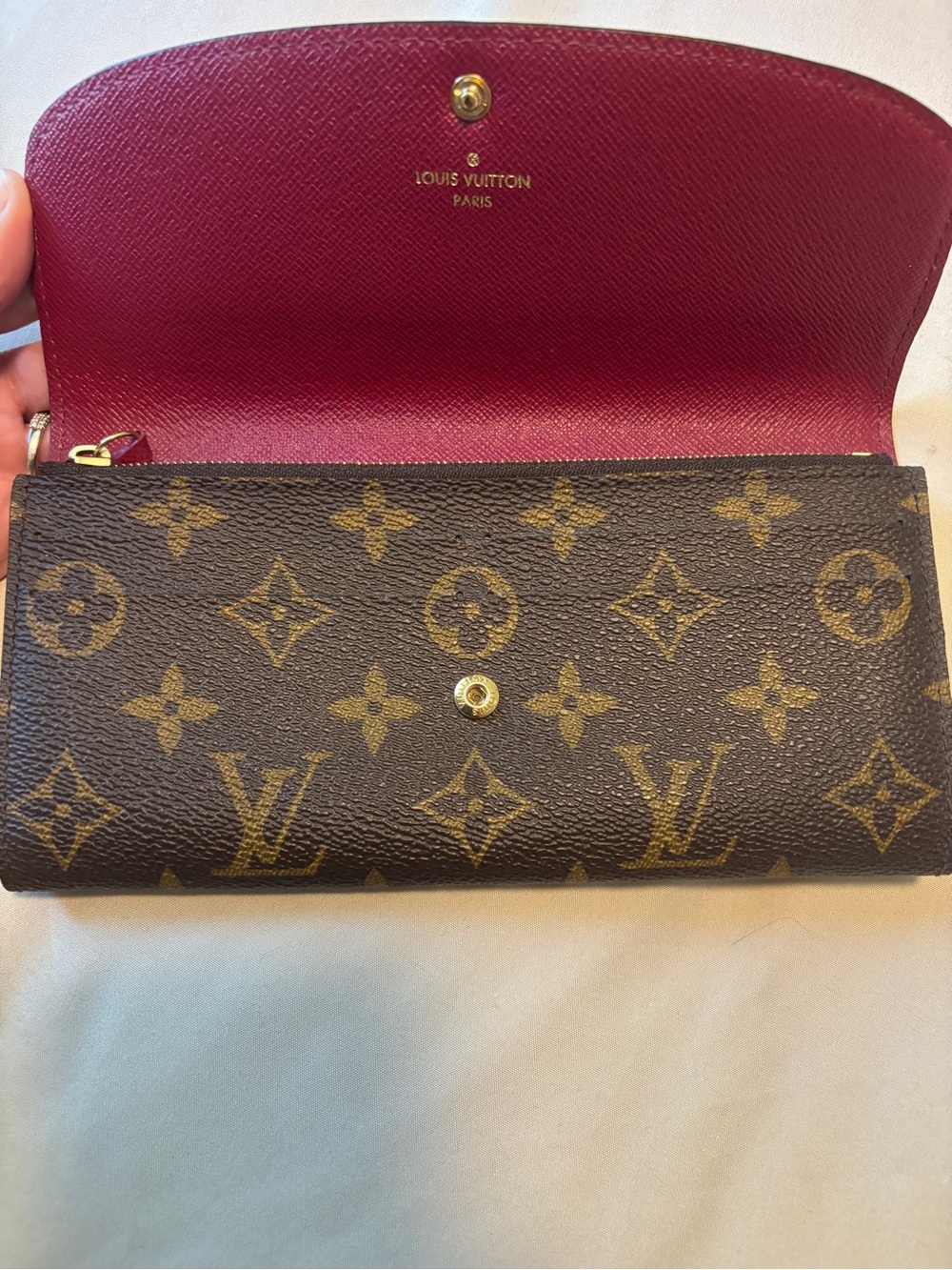Louis Vuitton Monogram Canvas Wallet in Brown with Pink Snap - Picture 9 of 16